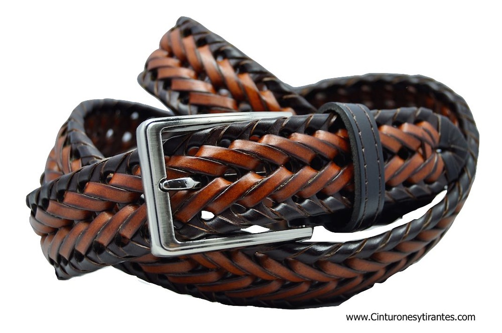 MAN'S BRAIDED BELT IN LEATHER SPIKE 