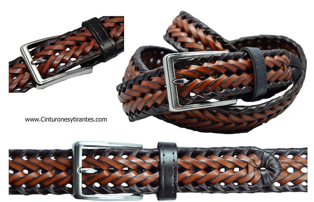 MAN'S BRAIDED BELT IN LEATHER SPIKE 