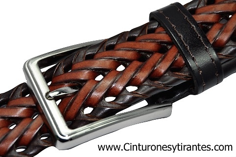 MAN'S BRAIDED BELT IN LEATHER SPIKE 