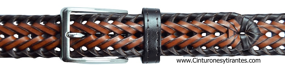 MAN'S BRAIDED BELT IN LEATHER SPIKE 