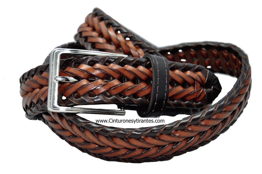 MAN'S BRAIDED BELT IN LEATHER SPIKE 