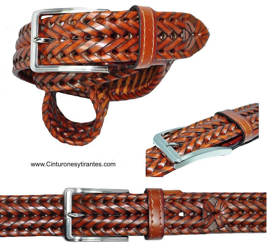 MAN'S BRAIDED BELT IN ORIGINAL LEATHER SPIKE 