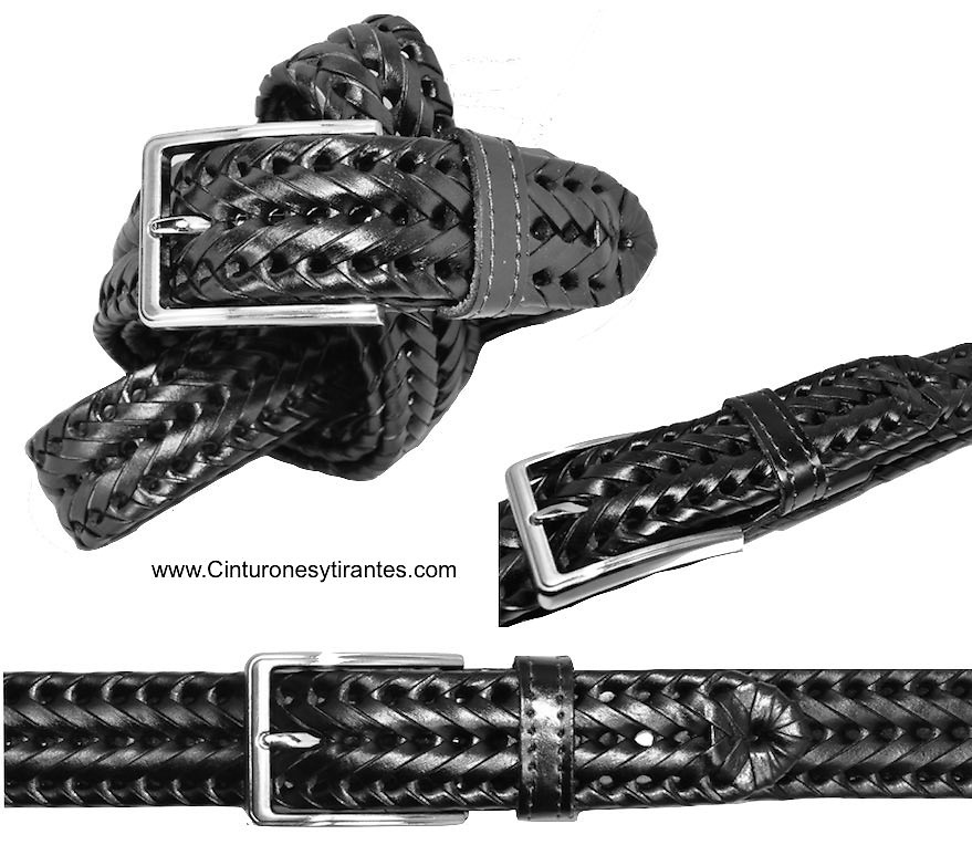 MAN'S BRAIDED BELT IN ORIGINAL LEATHER SPIKE 