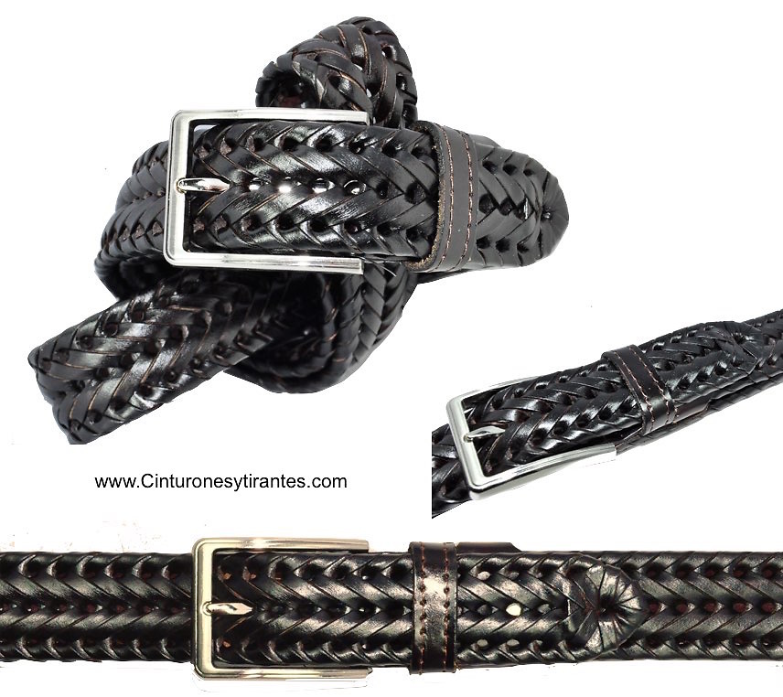 MAN'S BRAIDED BELT IN ORIGINAL LEATHER SPIKE 