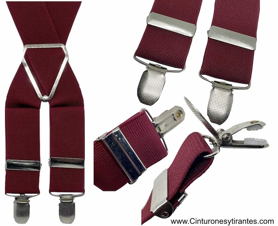 MEN'S 3.5 CM WIDE AND ELASTICATED BRACES IN BURGUNDY 