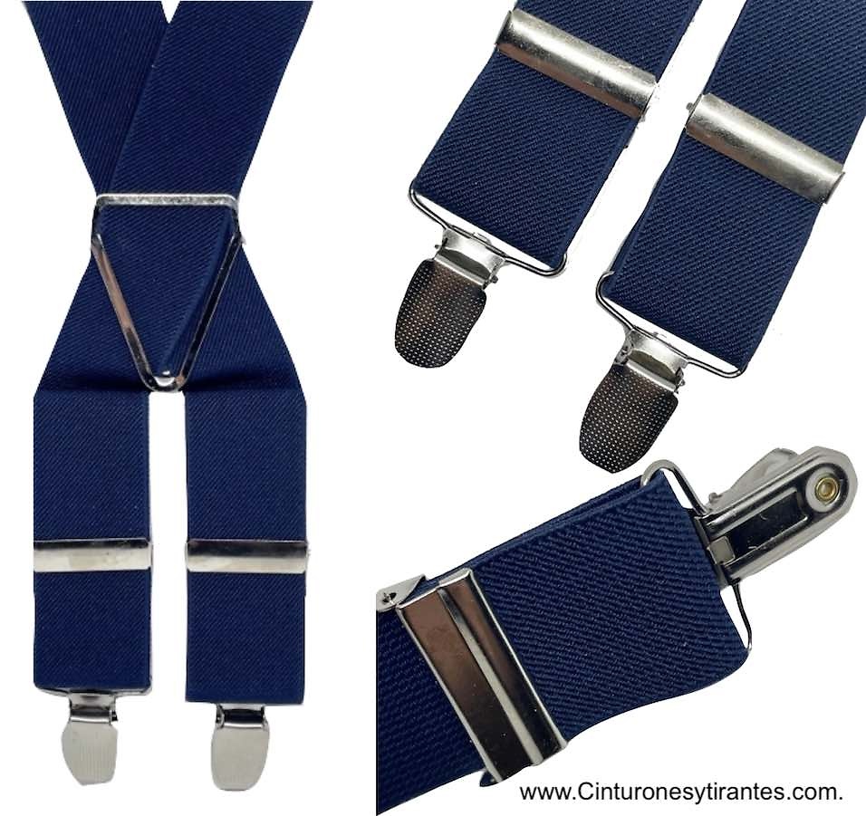 MEN'S 3.5 CM WIDE ELASTICATED BRACES IN NAVY BLUE 