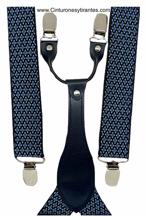 MEN'S BRACES SMALL BLUE DIAMONDS DETAIL IN WHITE 