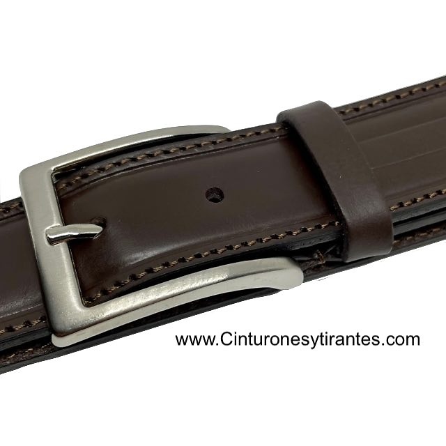 MEN'S LEATHER BELT MADE IN ITALY MARRONE 