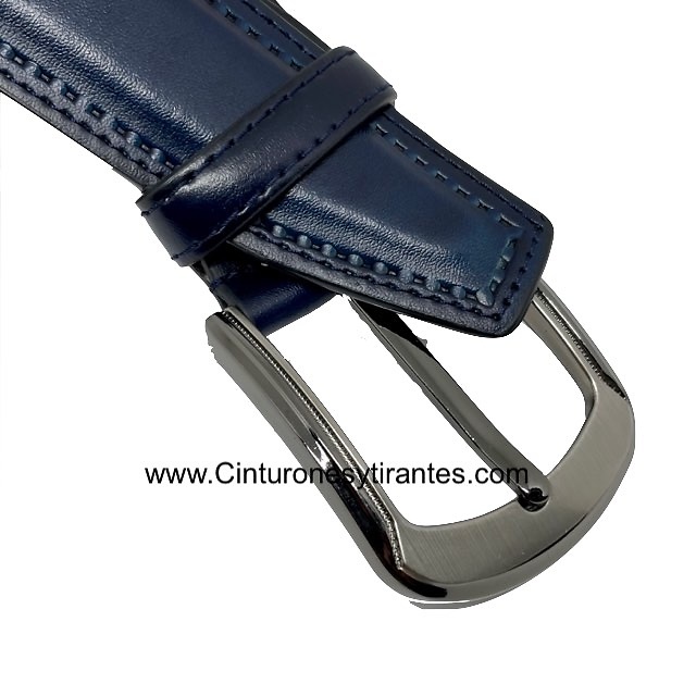 MEN'S LEATHER BELT RAISED WITH PERIMETER STITCHING 