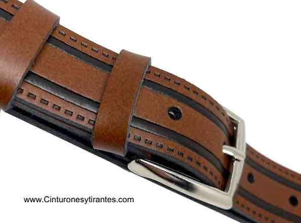 MENS LEATHER BELT WITH DRAWING RECORDED -4 colors- 