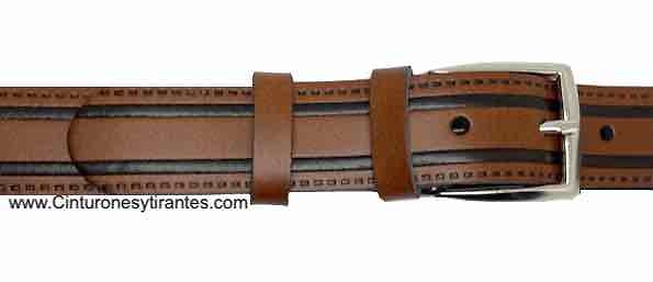 MENS LEATHER BELT WITH DRAWING RECORDED -4 colors- 