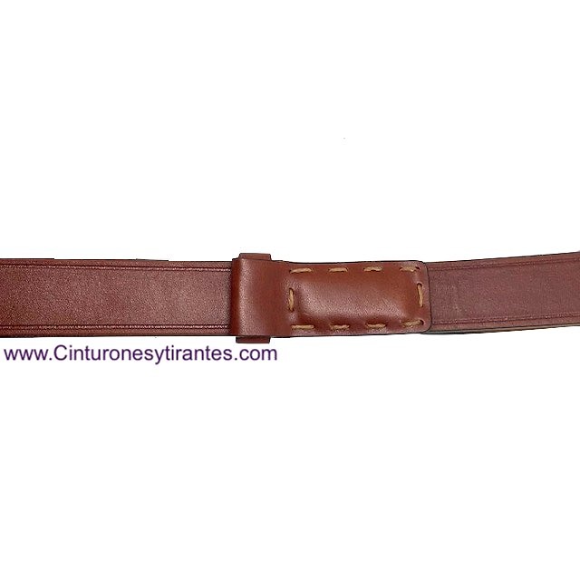 MEN'S LEATHER BELT WITH LINED BUCKLE AND HANDMADE STITCHING 