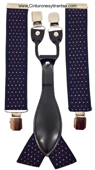 MEN'S NAVY BLUE BRACES WITH WHITE AND RED DOTS 