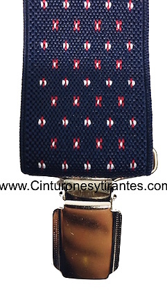 MEN'S NAVY BLUE BRACES WITH WHITE AND RED DOTS 