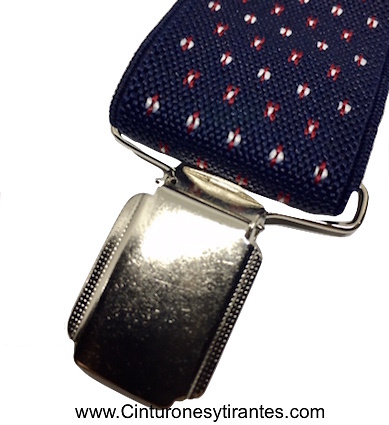 MEN'S NAVY BLUE BRACES WITH WHITE AND RED DOTS 
