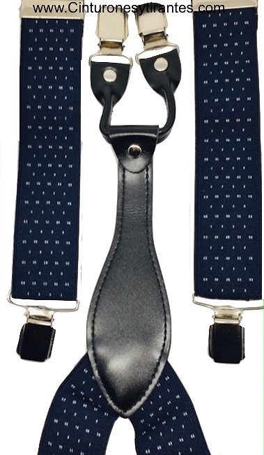 MEN'S NAVY BLUE BRACES WITH WHITE DOTS 