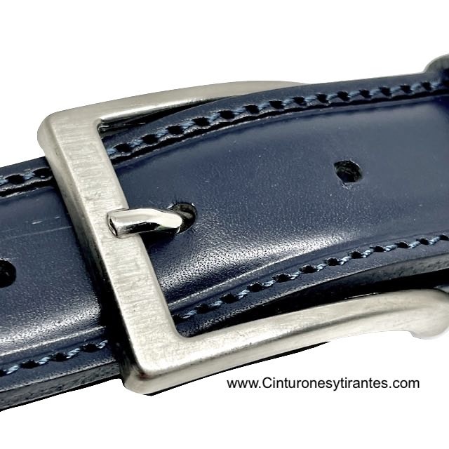 MEN'S NAVY BLUE LEATHER BELT MADE IN ITALY 