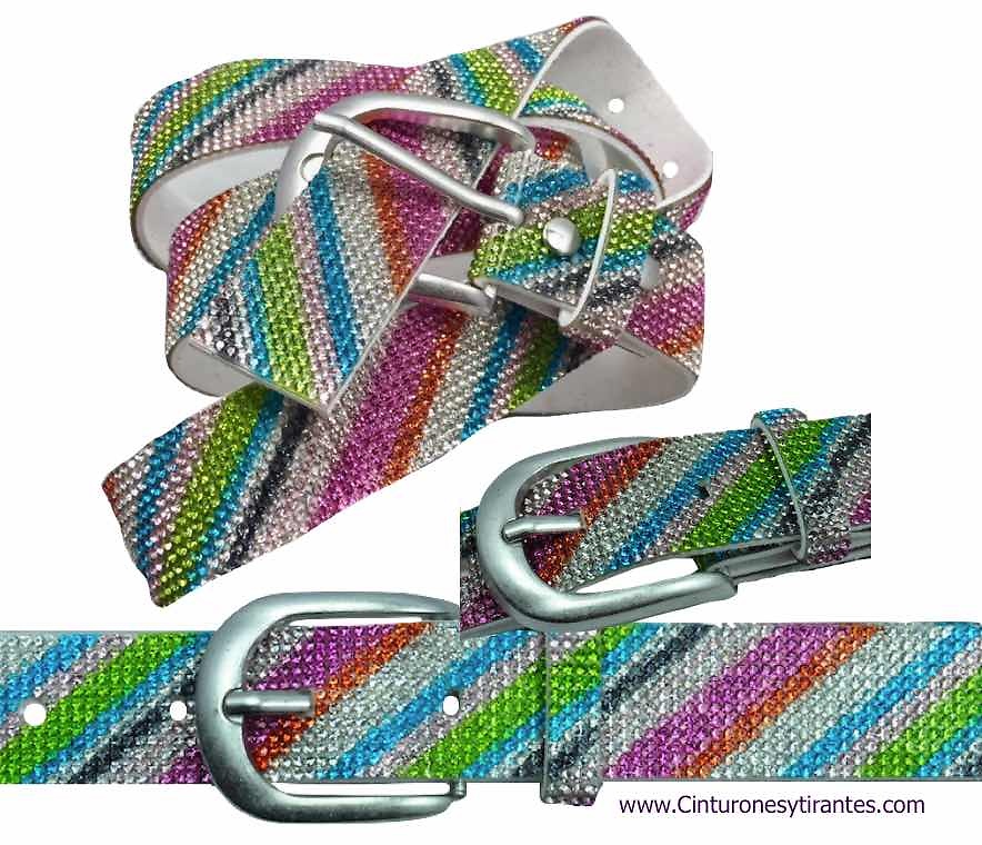 MULTICOLOR WOMEN GLITTER EFFECT BELT 