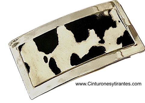 ORIGINAL LEATHER BELT WITH METAL AND LEOPARD SKIN FRONT BUCKLE 