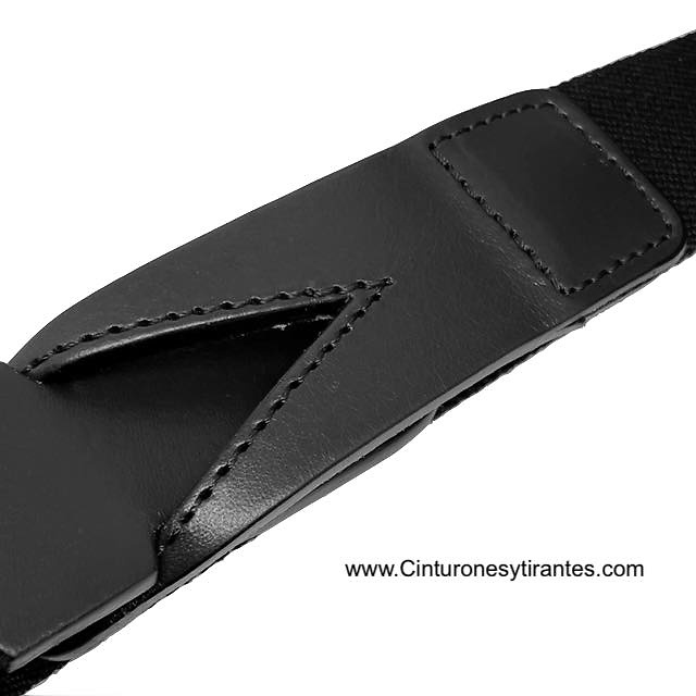 PREMIUM BLACK MEN'S BELT IN LEATHER AND METAL FREE ELASTIC BAND IN CAMEL 