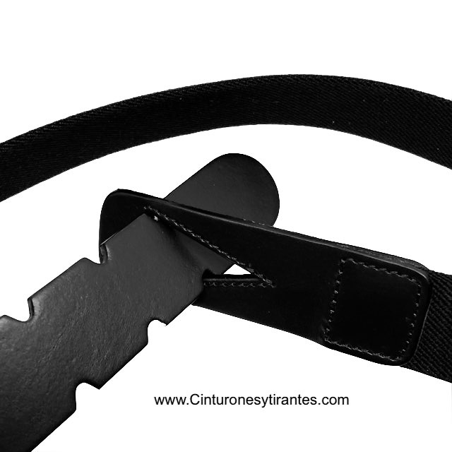 PREMIUM BLACK MEN'S BELT IN LEATHER AND METAL FREE ELASTIC BAND IN CAMEL 