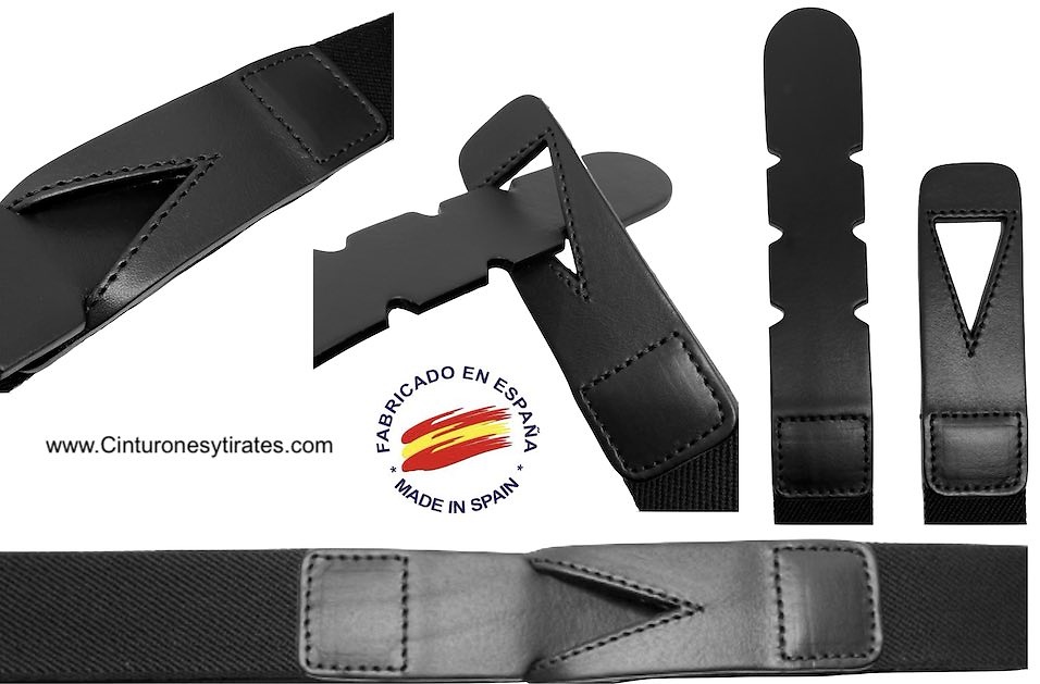 PREMIUM BLACK MEN'S BELT IN LEATHER AND METAL FREE ELASTIC BAND IN CAMEL 