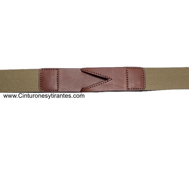 PREMIUM MEN'S BELT IN LEATHER AND METAL FREE ELASTIC BAND IN CAMEL COLOUR 