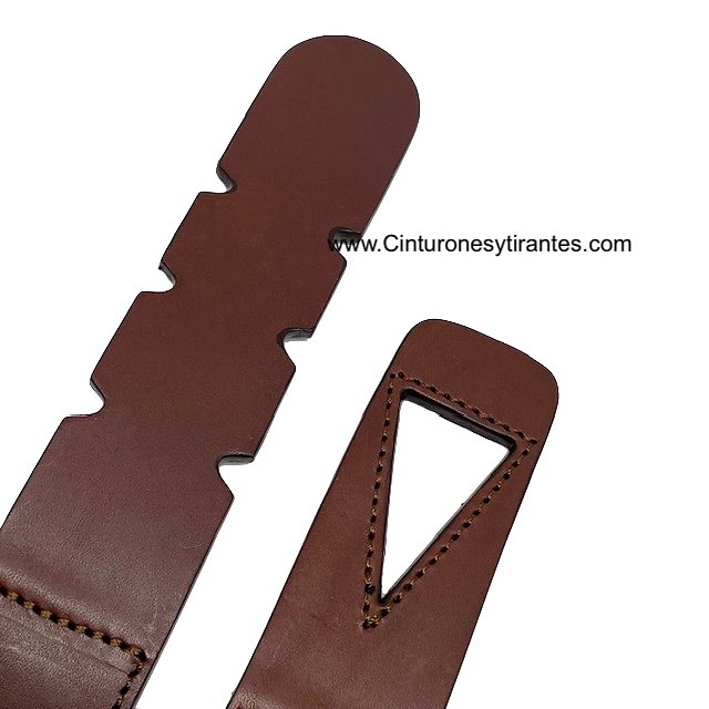 PREMIUM MEN'S BELT IN LEATHER AND METAL FREE ELASTIC BAND IN CAMEL COLOUR 