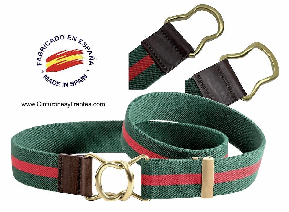 PREMIUM MEN'S GREEN AND RED BELT WITH GOLD PLATED BUCKLE 