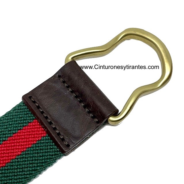 PREMIUM MEN'S GREEN AND RED BELT WITH GOLD PLATED BUCKLE 