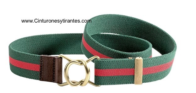PREMIUM MEN'S GREEN AND RED BELT WITH GOLD PLATED BUCKLE 