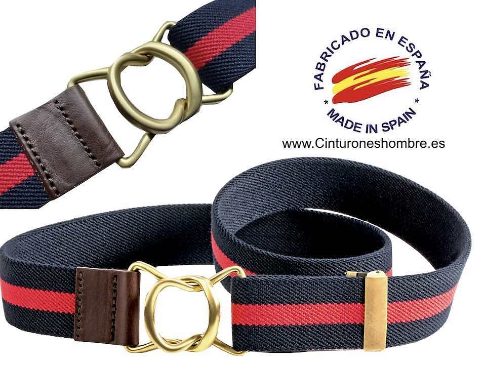 PREMIUM MEN'S INTURON MARINE AND RED WITH GOLDEN HOOKED BUCKLE 