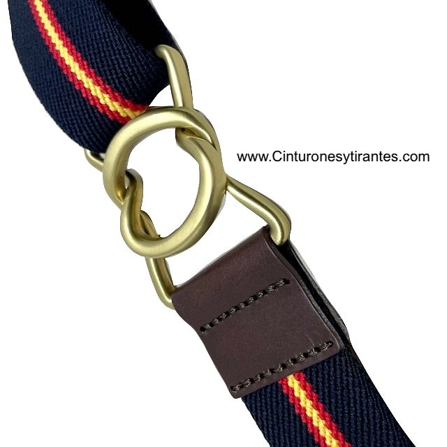PREMIUM MEN'S NAVY BELT WITH GOLD BUCKLE AND SPANISH FLAG 