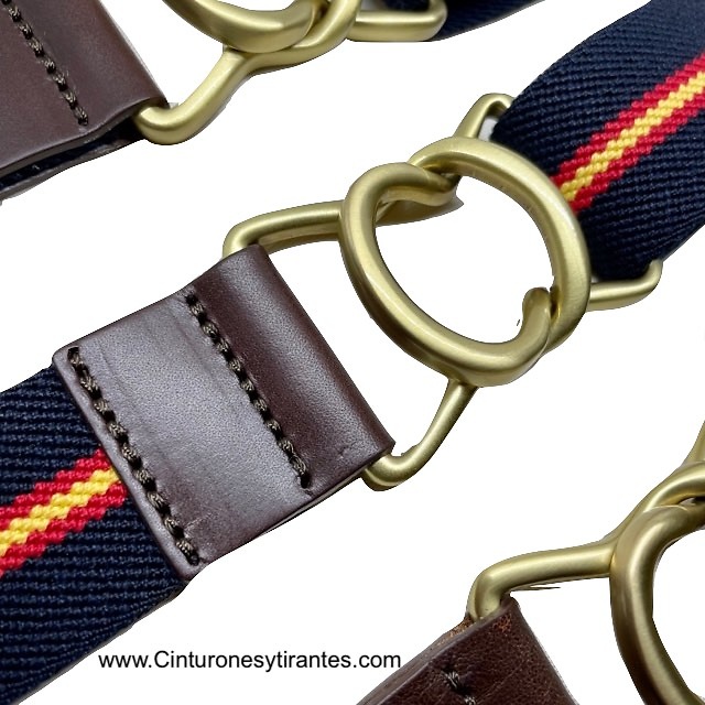 PREMIUM MEN'S NAVY BELT WITH GOLD BUCKLE AND SPANISH FLAG 