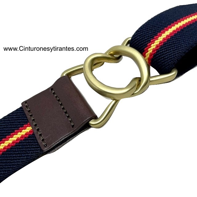 PREMIUM MEN'S NAVY BELT WITH GOLD BUCKLE AND SPANISH FLAG 