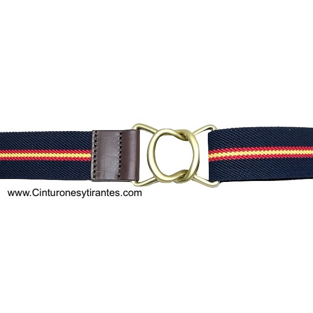 PREMIUM MEN'S NAVY BELT WITH GOLD BUCKLE AND SPANISH FLAG 