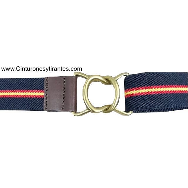 PREMIUM MEN'S NAVY BELT WITH GOLD BUCKLE AND SPANISH FLAG 