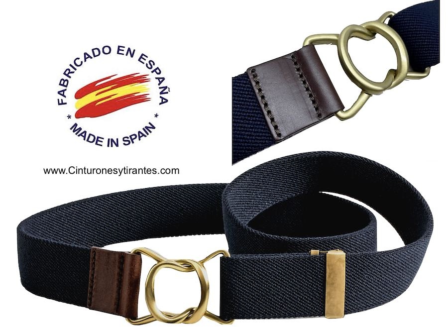 PREMIUM MEN'S NAVY BELT WITH GOLD BUCKLE 