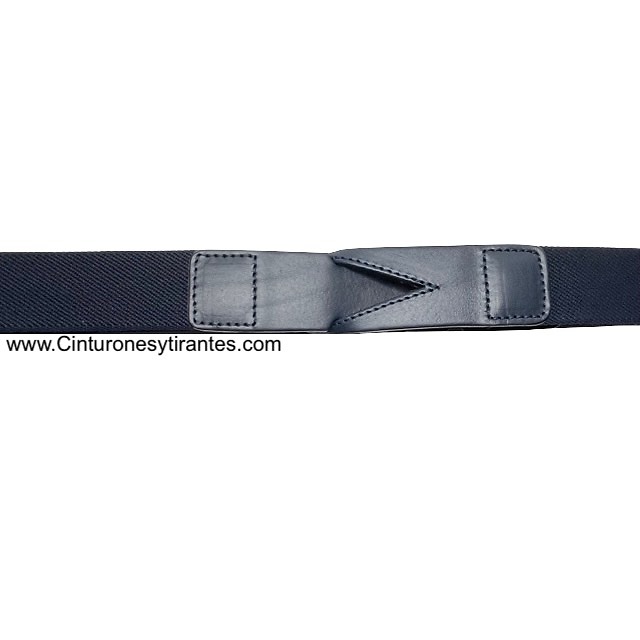 PREMIUM MEN'S NAVY LEATHER AND METAL-FREE ELASTICATED RUBBER BELT 