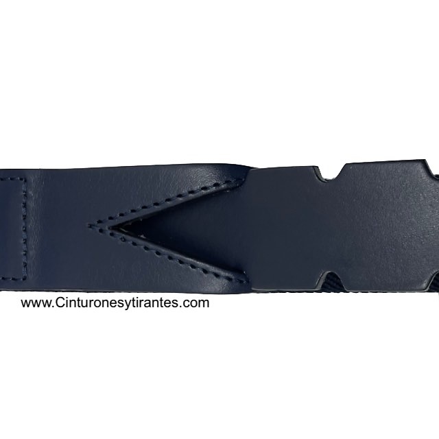 PREMIUM MEN'S NAVY LEATHER AND METAL-FREE ELASTICATED RUBBER BELT 