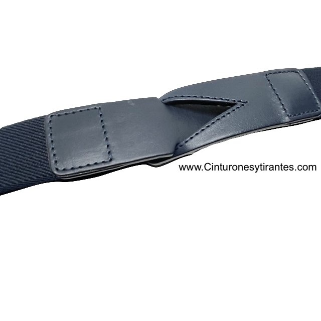 PREMIUM MEN'S NAVY LEATHER AND METAL-FREE ELASTICATED RUBBER BELT 