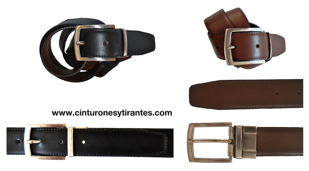 REVERSIBLE LEATHER BELT DUPLEX BACKSTITCHED MEN 