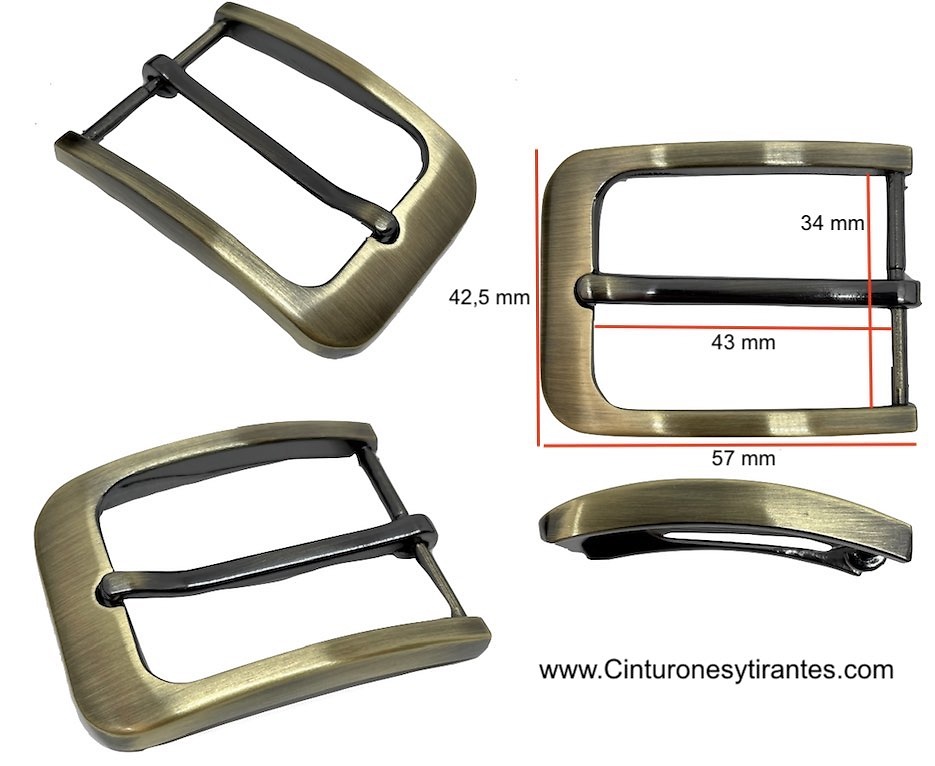 SMOOTH GOLD-PLATED METAL BUCKLE FOR BELT WIDTH 35 MILLIMETRES 