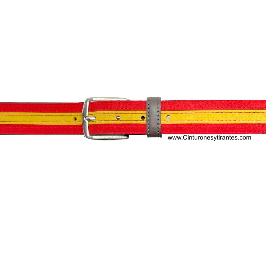 SUEDE LEATHER BELT WITH SPANISH FLAG 