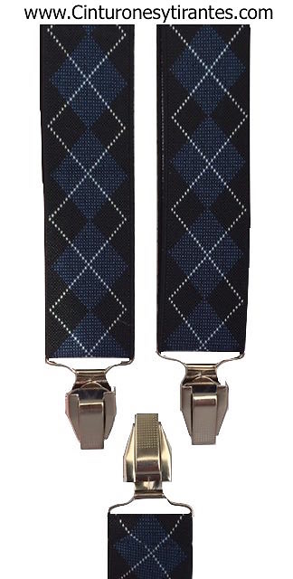 SUSPENDERS MAN IN BLUE DIAMOND AND BLACK 