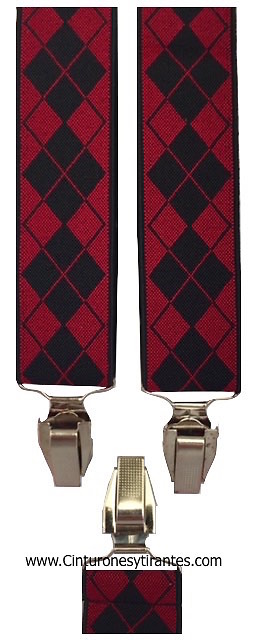 SUSPENDERS MAN IN REDS DIAMOND AND BLACKS 