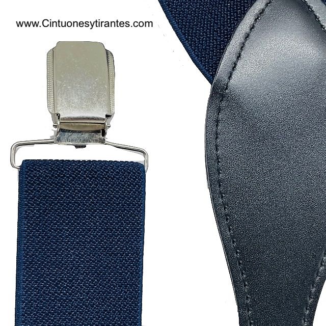 TIRANTES AZUL MARINO PARA HOMBRE CON PINZAS EN FORMA DE Y 