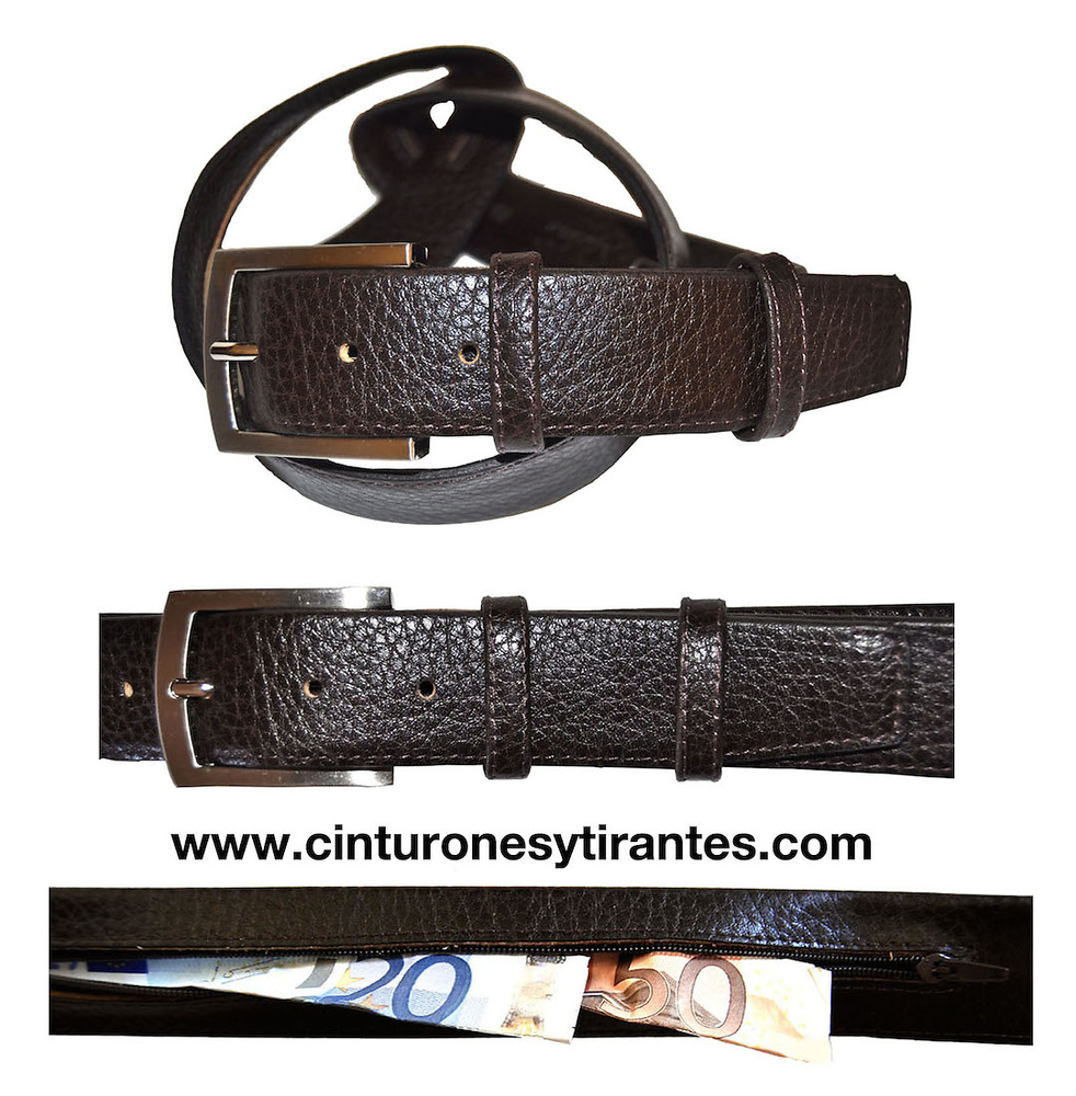 TRAVEL BELT LEATHER INTERIOR WITH SECRET POCKET 