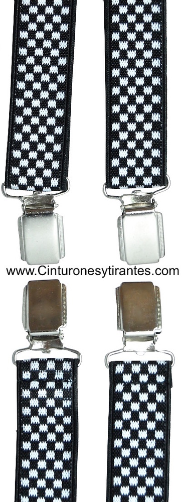 VERY COMFORTABLE BRACES WITH CLIP PRINT BLACK AND WHITE SQUARES 