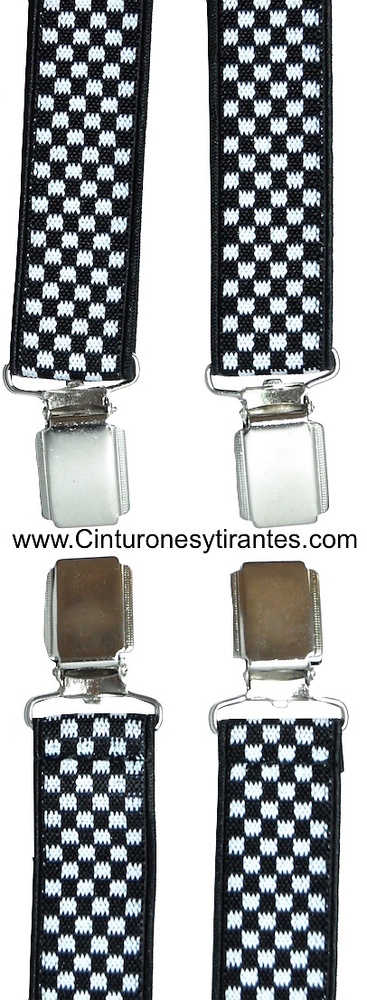 VERY COMFORTABLE BRACES WITH CLIP PRINT BLACK AND WHITE SQUARES 